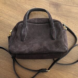 Madewell Dark Brown Suede Crossbody Bag